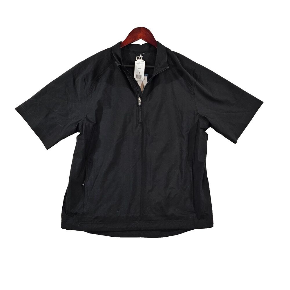 Cutter & Buck Mens Golf Shirt‎ WeatherTec Summit Short Sleeve Half Zip Black S